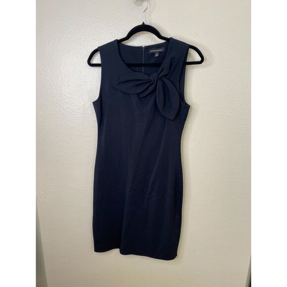 Banana Republic Womens Black Sleeveless Bow Detail Sheath Dress 4 Viscose Blend - Picture 2 of 7